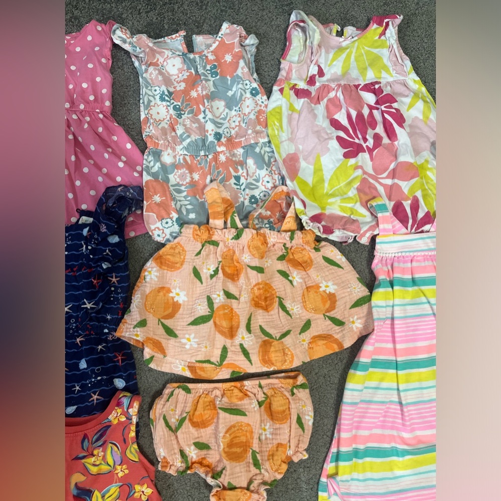 Girls/Youth/toddler 11 piece Summer Dress & Romper Lot 12 to 24 months - Picture 3 of 7